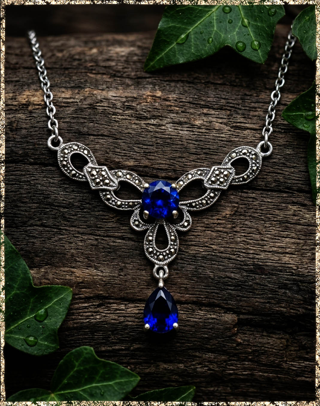 Collier Drachenauge silber blau