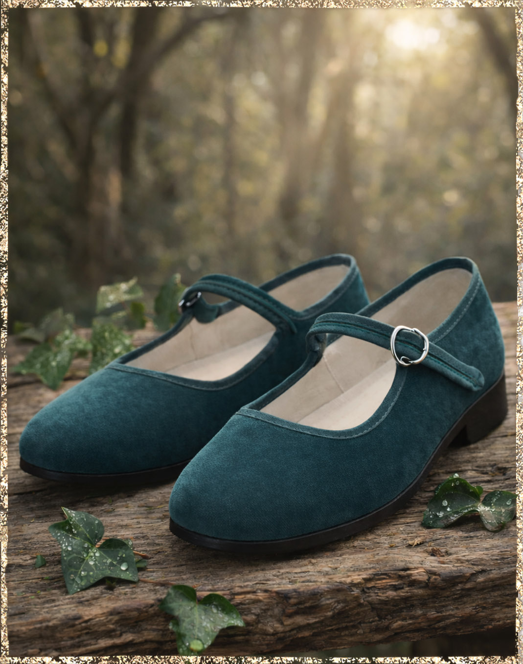 Samtschuhe petrolgrün