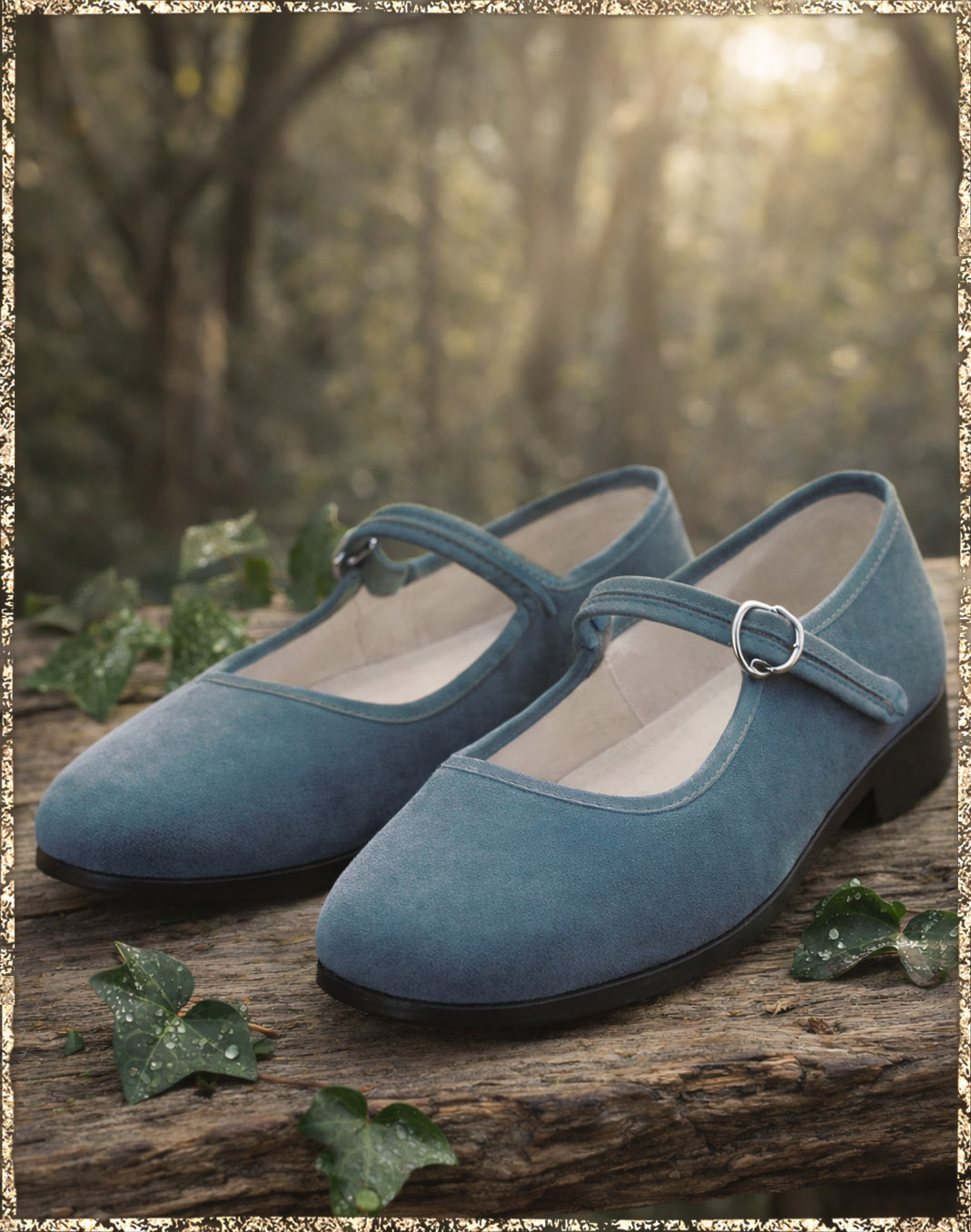 Samtschuhe jeansblau