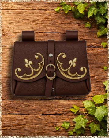 Gürteltasche Hochmittelalter braun gold
