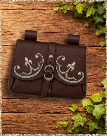 Gürteltasche Hochmittelalter braun silber